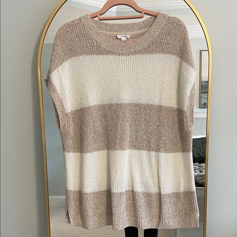J. Jill Striped Beige and Cream Sweater